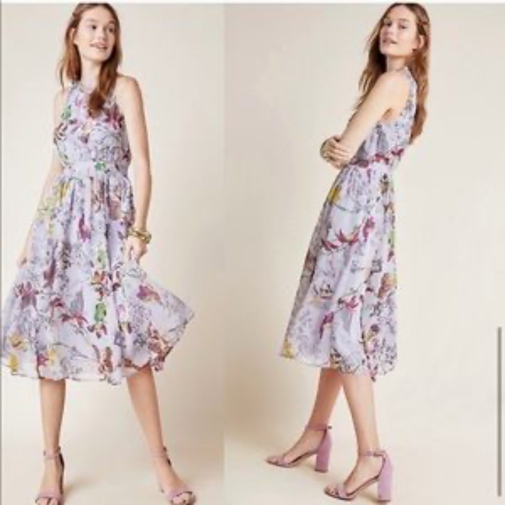 Lavender Floral Anthropologie Dress Size 4